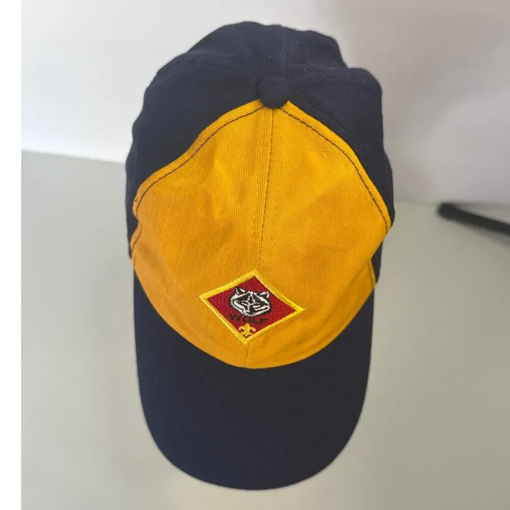 Boy Scout Wolf Adjustable Ball Cap  Size S/M in Blue, Yellow, and Red